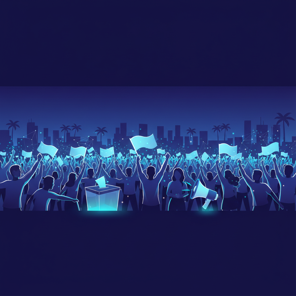 Cenário de campanha eleitoral 2026 — mobilização de rua e presença digital